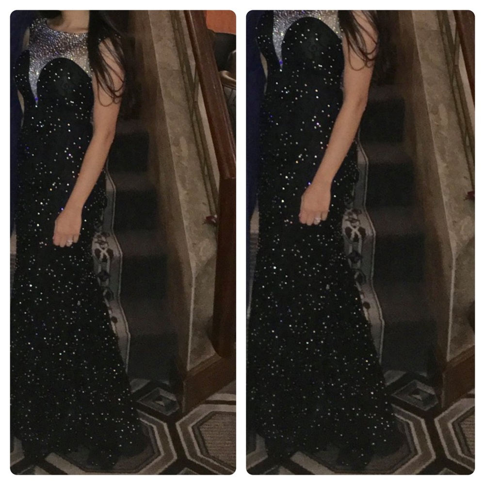 Black and sequin couture dress